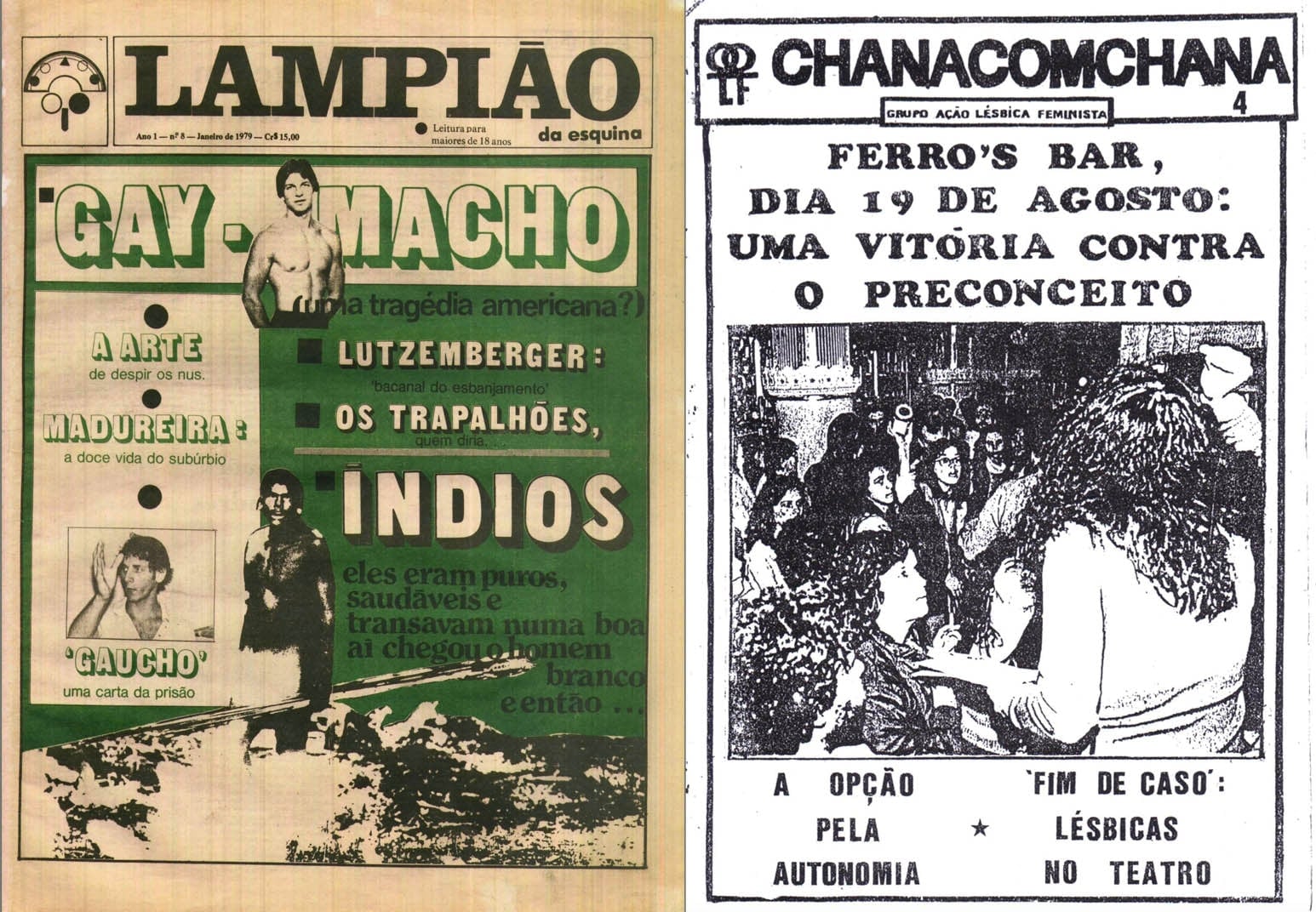 Capa das publicações Lampião da Esquina e Chanacomchana. Acervos Bajuba e Grupo Dignidade